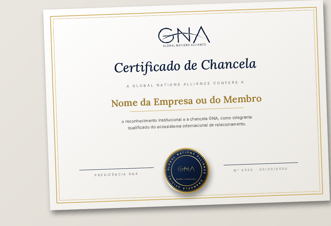 Exemplo de certificado de chancela GNA apresentado no manual da marca